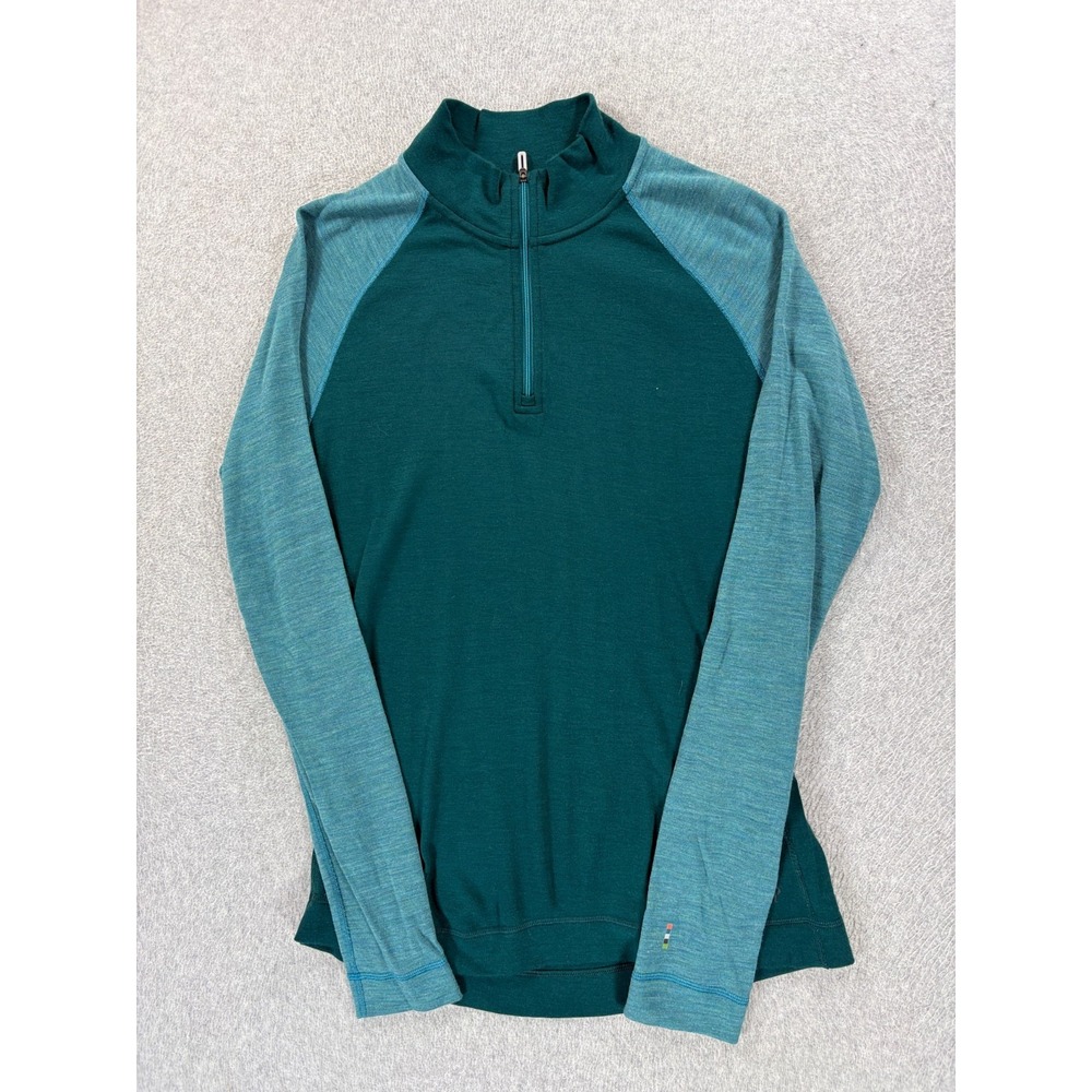 Smartwool 100% Merino Wool 1/4 Zip Base Pullover Shirt (Women's XL) Green